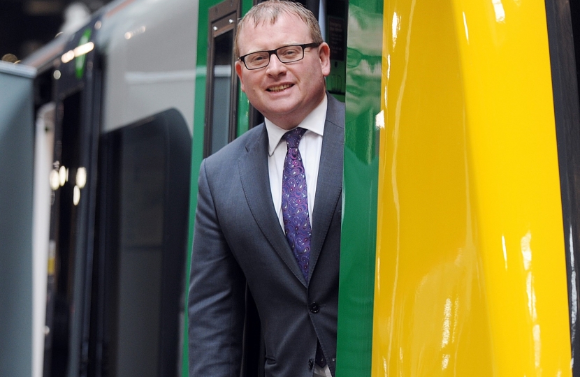 Marcus on train at Nuneaton Station