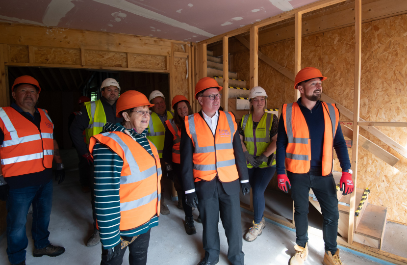 Marcus Jones MP, Cllr Margaret Bell, Gavin Miller and others viewing the building works at The Forge