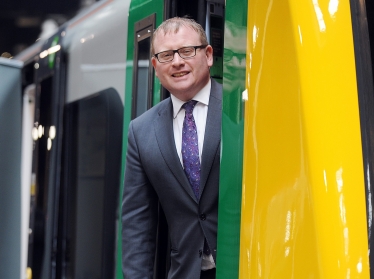 Marcus on train at Nuneaton Station