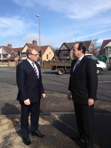 Marcus Jones MP (left) with Minister Stephen Hammond at the A5 junction.